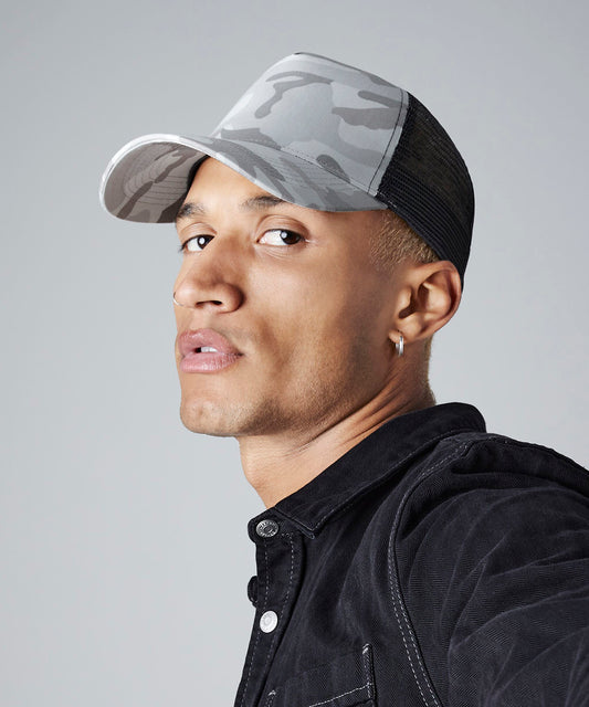 Beechfield Camo snapback trucker Arctic Camo