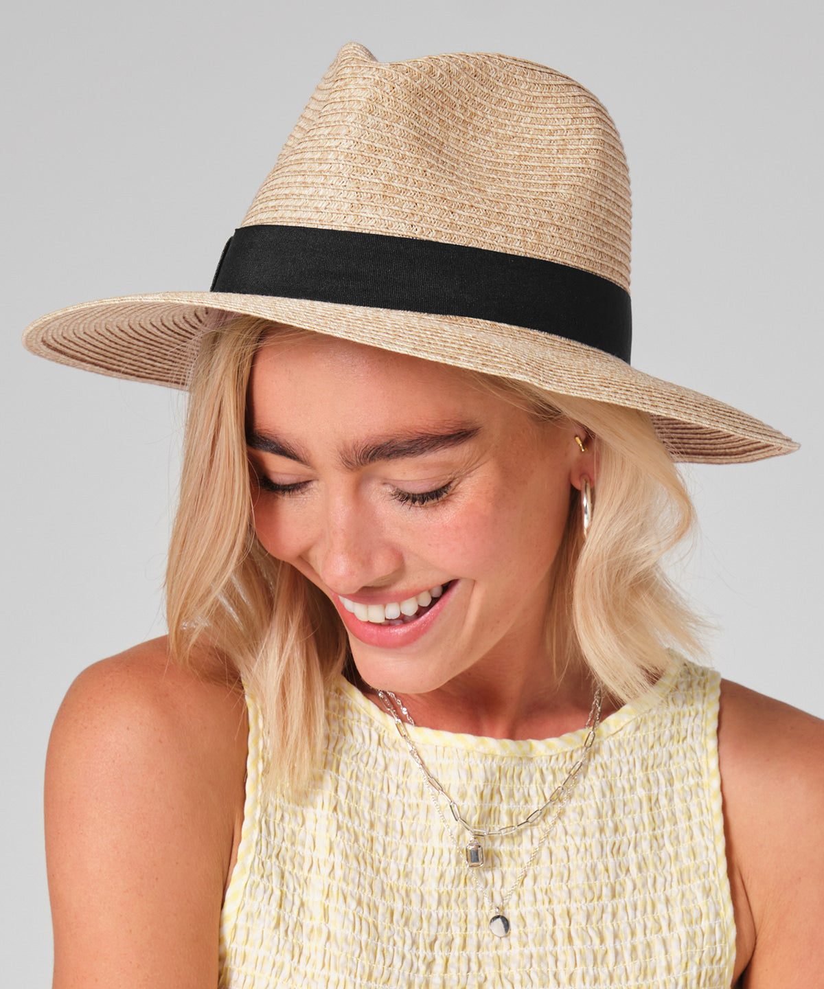 Beechfield Straw fedora Natural/Black