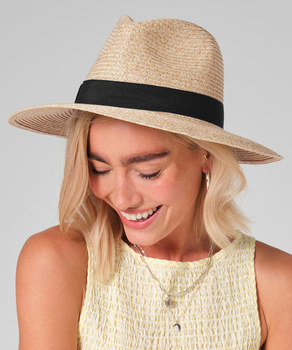 Beechfield Straw fedora Natural/Black