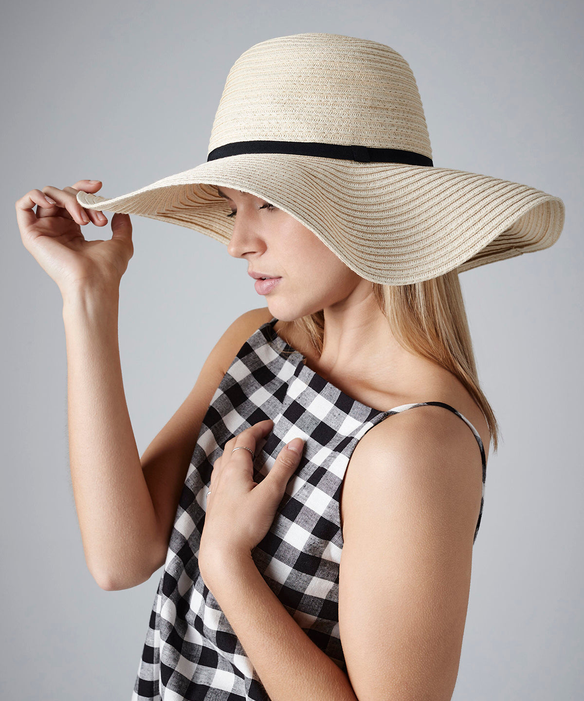 Beechfield Marbella wide-brimmed sun hat Natural