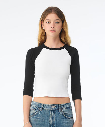 Bella+Canvas Women’s micro rib 3/4 raglan baby t-shirt Athletic Heather/Black