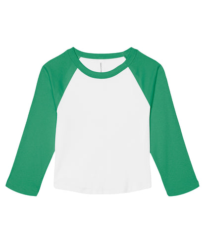 Bella+Canvas Women’s micro rib 3/4 raglan baby t-shirt White/Kelly