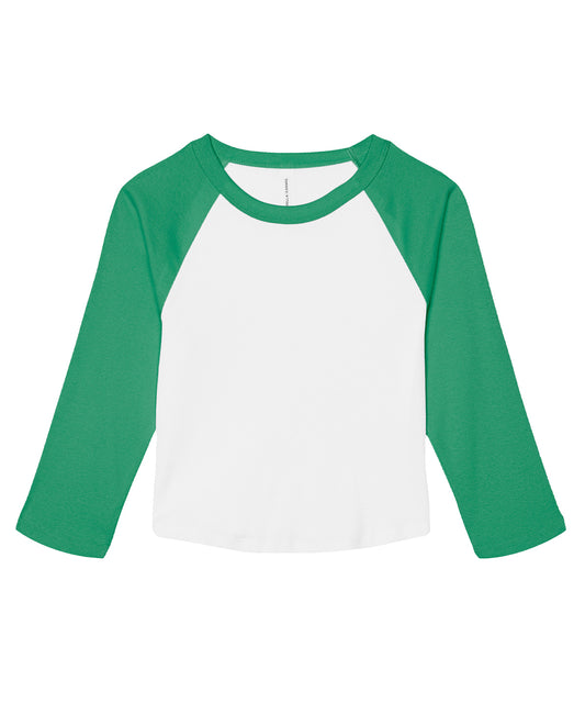 Bella+Canvas Women’s micro rib 3/4 raglan baby t-shirt White/Kelly