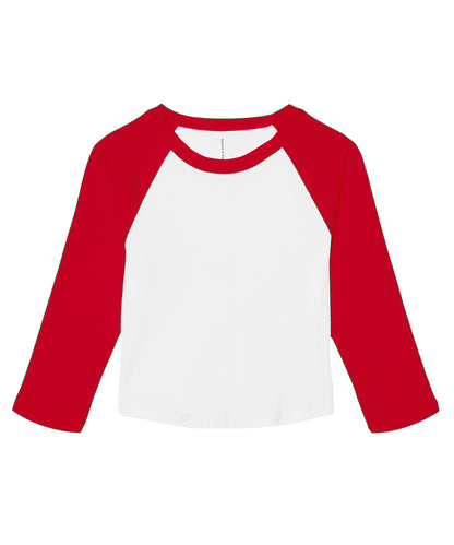 Bella+Canvas Women’s micro rib 3/4 raglan baby t-shirt White/Red