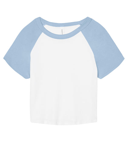 Bella+Canvas Women’s micro rib raglan baby t-shirt White/Baby Blue