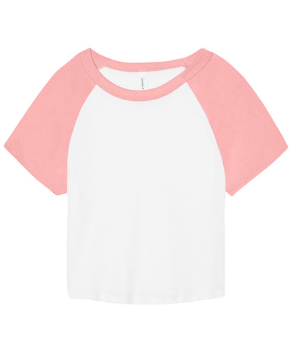 Bella+Canvas Women’s micro rib raglan baby t-shirt White/Pink