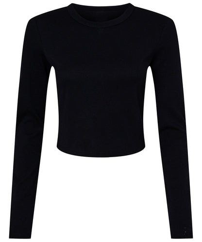 Bella+Canvas Women’s micro rib long sleeve baby t-shirt Solid Black Blend