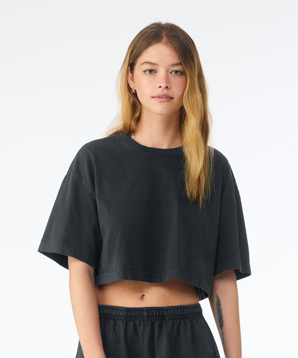 Bella+Canvas Women’s heavyweight washed cropped tee Light Washed Denim