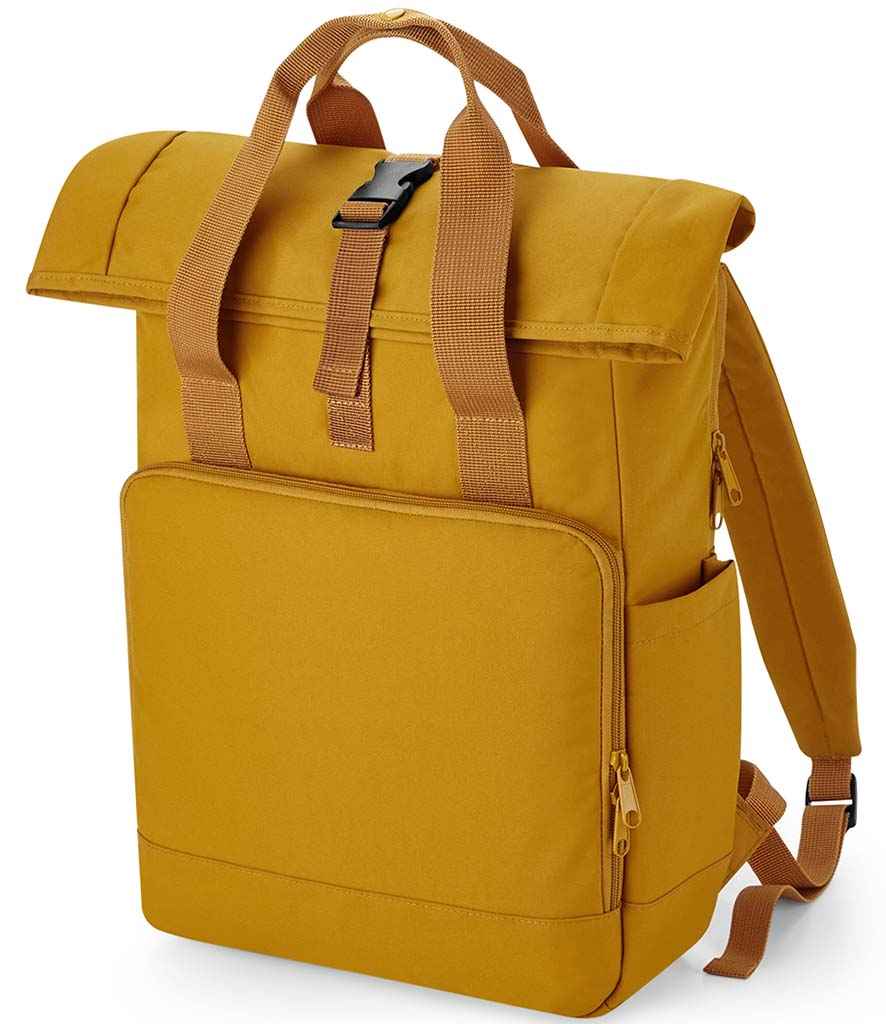 BagBase Recycled Twin Handle Roll-Top Laptop Backpack in Mustard