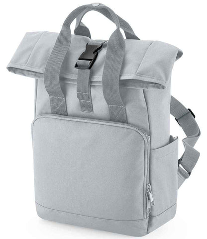 BagBase Recycled Mini Twin Handle Roll-Top Backpack in Light Grey