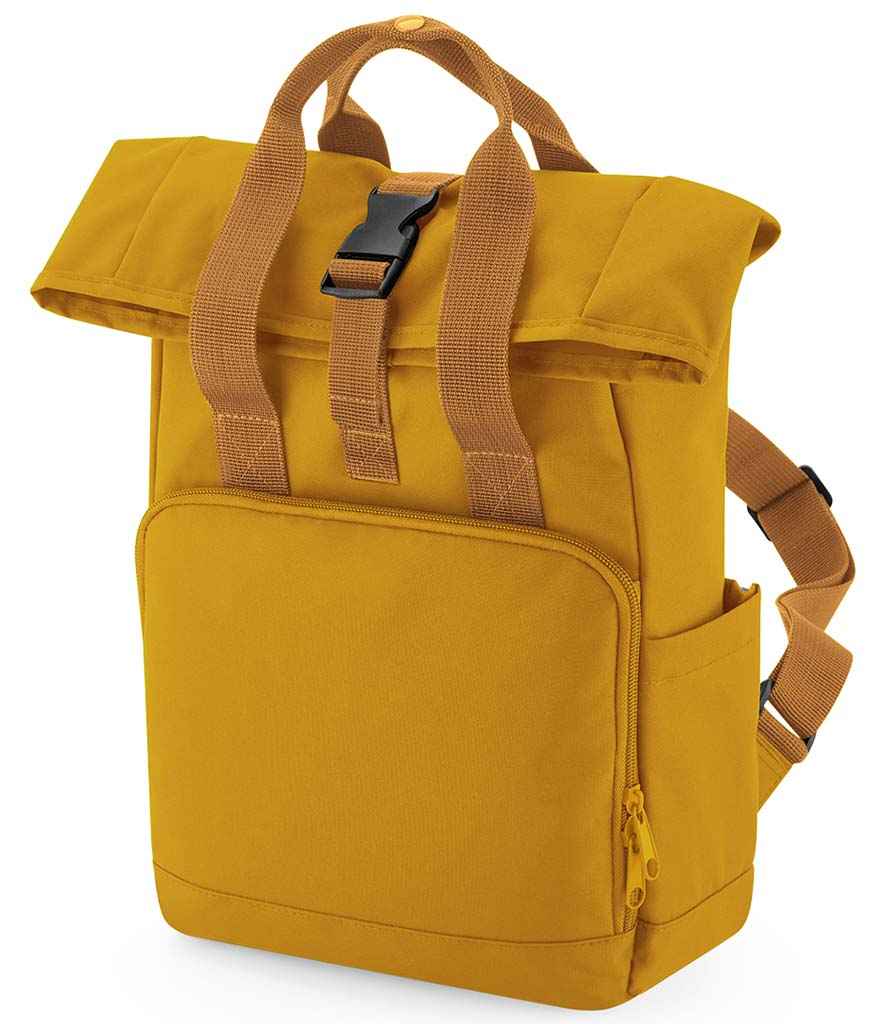 BagBase Recycled Mini Twin Handle Roll-Top Backpack in Mustard