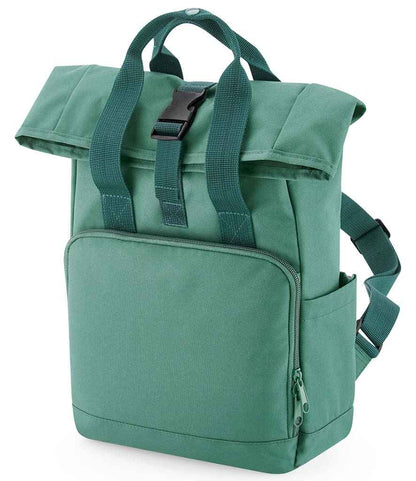 BagBase Recycled Mini Twin Handle Roll-Top Backpack in Sage Green