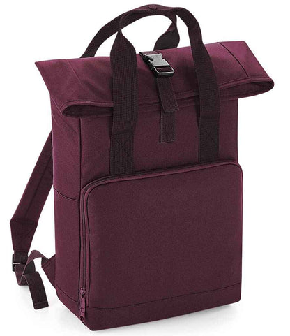 BagBase Recycled Twin Handle Roll-Top Backpack in Burgundy