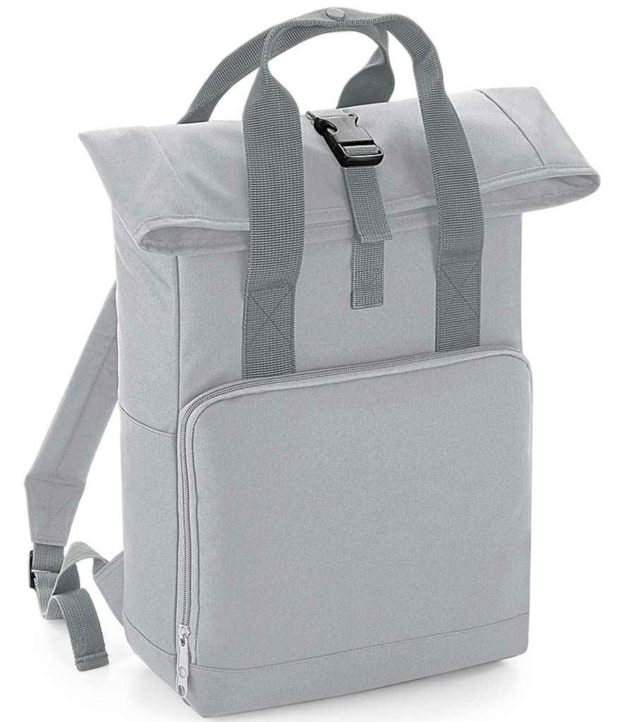 BagBase Recycled Twin Handle Roll-Top Backpack in Light Grey