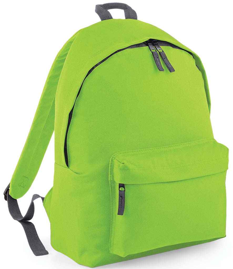 BagBase Kids Fashion Backpack in Lime Green/Graphite Grey