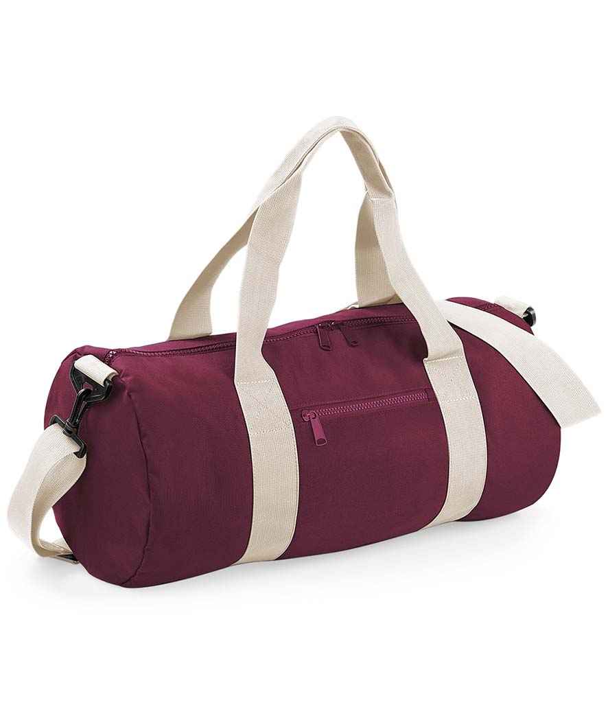 BagBase Original Barrel Bag in Burgundy/Off White