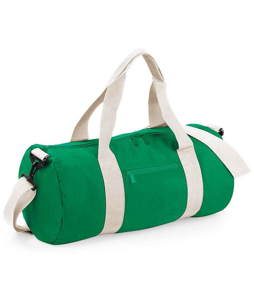 BagBase Original Barrel Bag in Kelly Green/Off White