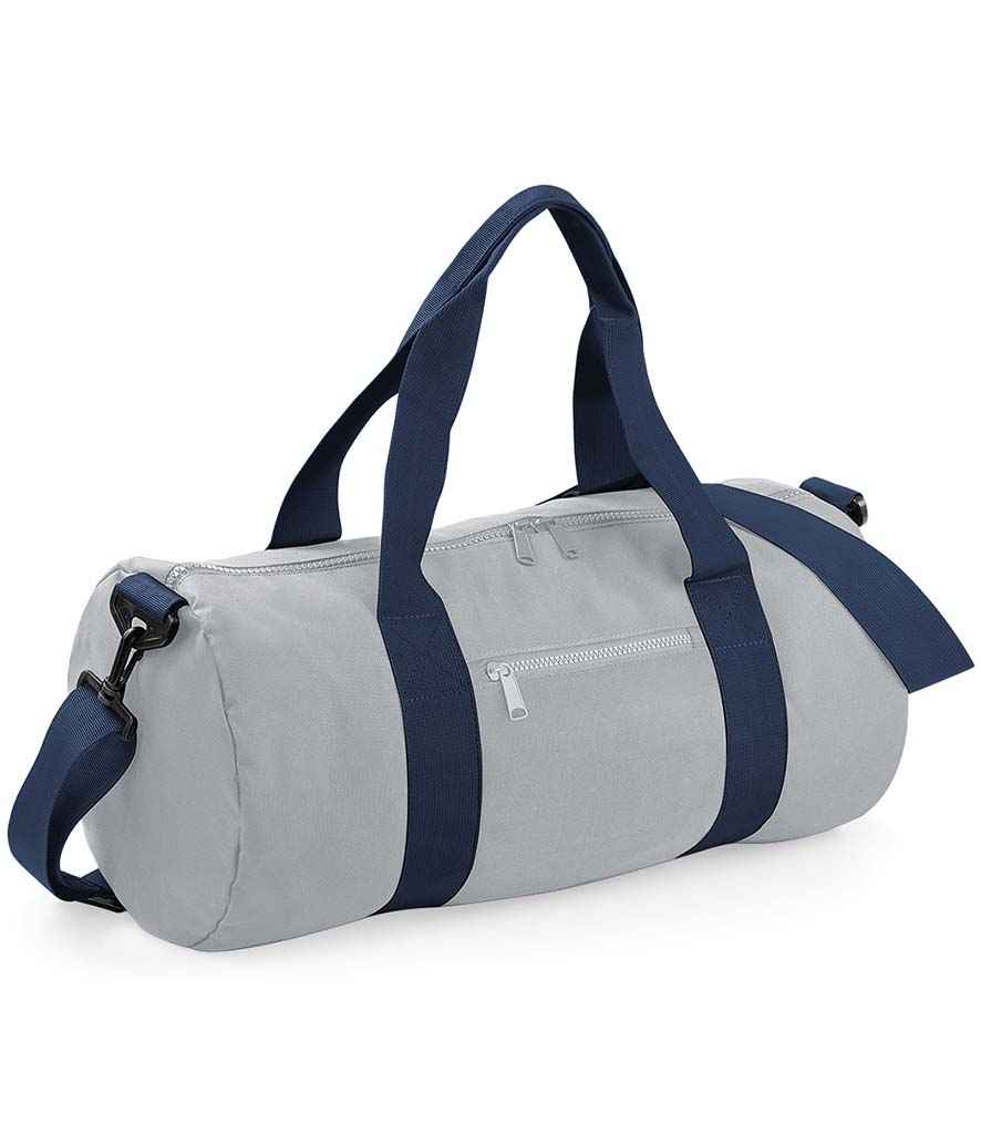BagBase Original Barrel Bag in Light Grey/French Navy