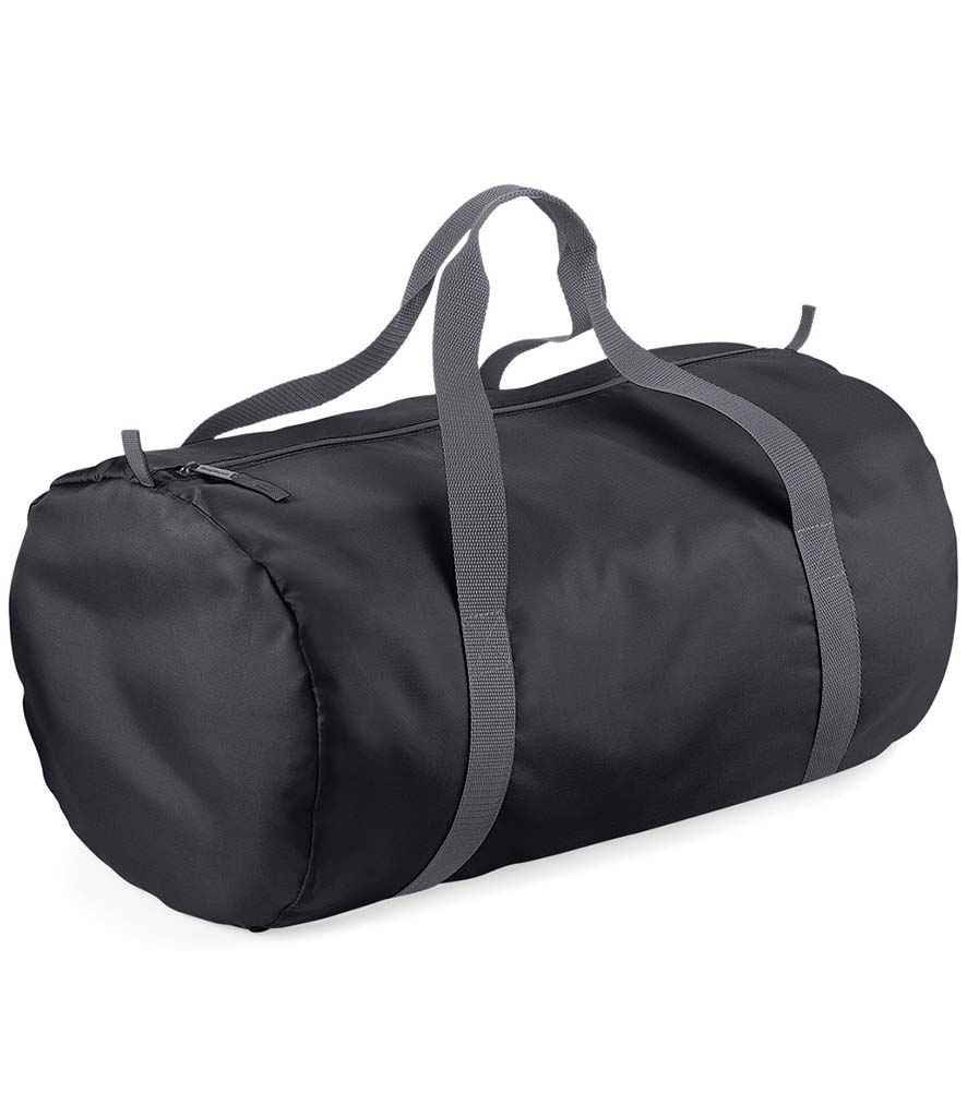 BagBase Packaway Barrel Bag in Black/Graphite Grey