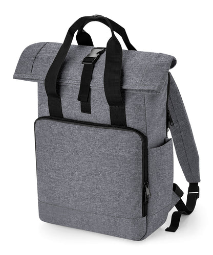 BagBase Recycled twin handle roll-top laptop backpack Grey Marl