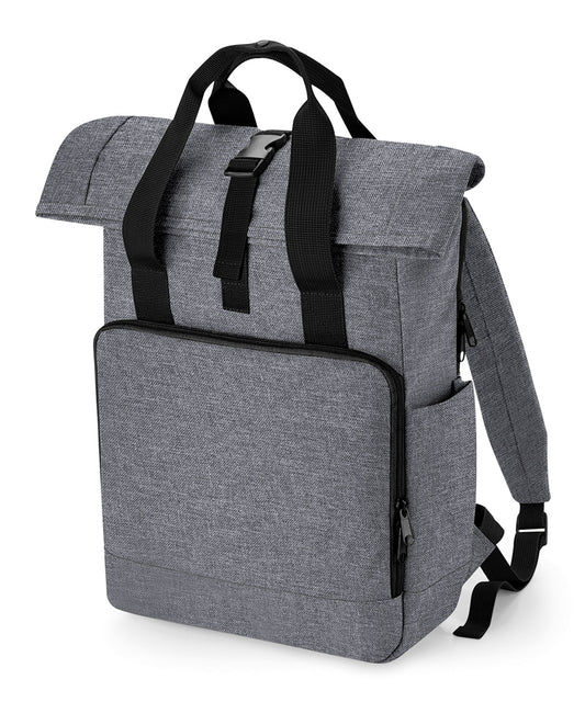 BagBase Recycled twin handle roll-top laptop backpack Grey Marl