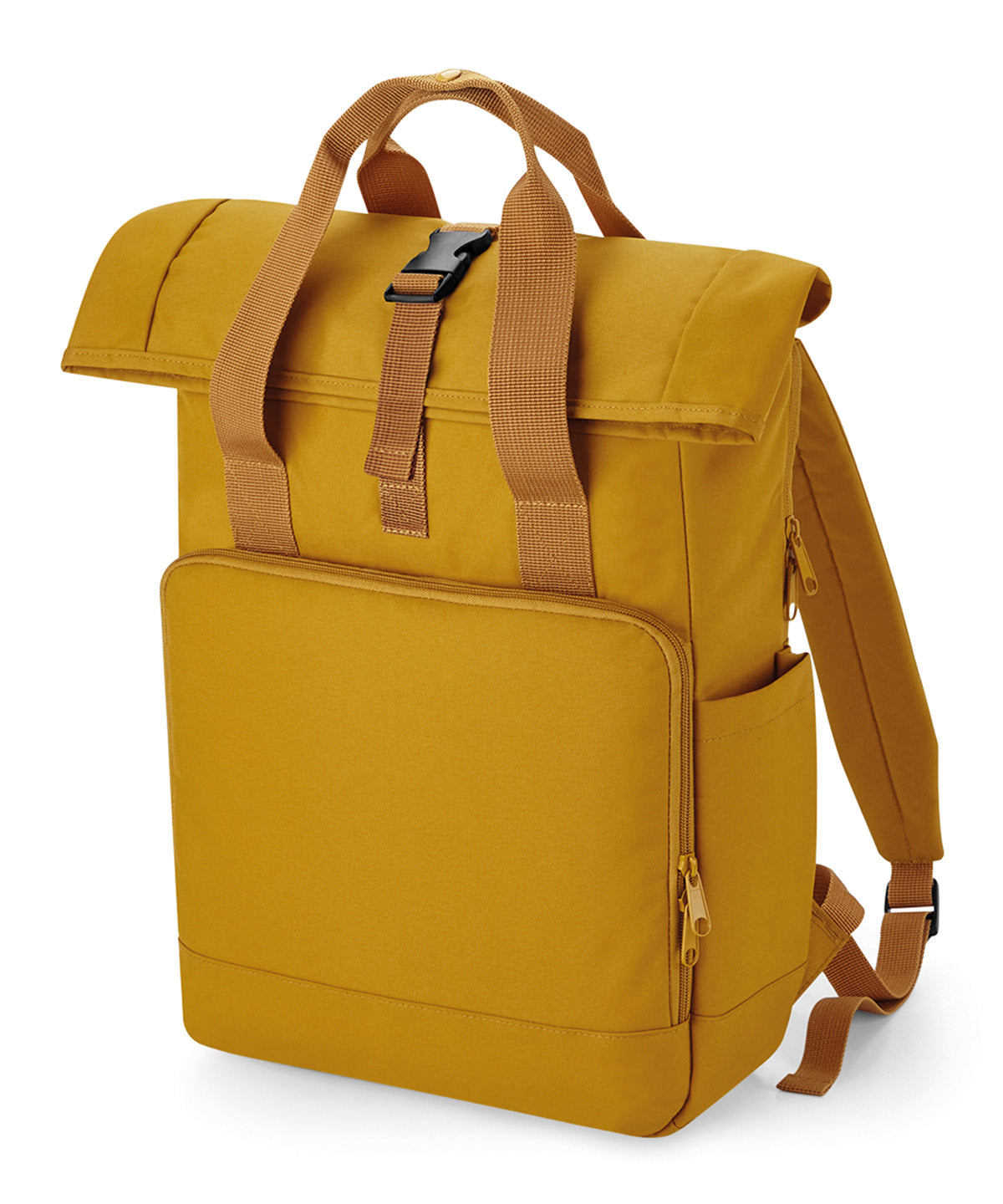BagBase Recycled twin handle roll-top laptop backpack Mustard