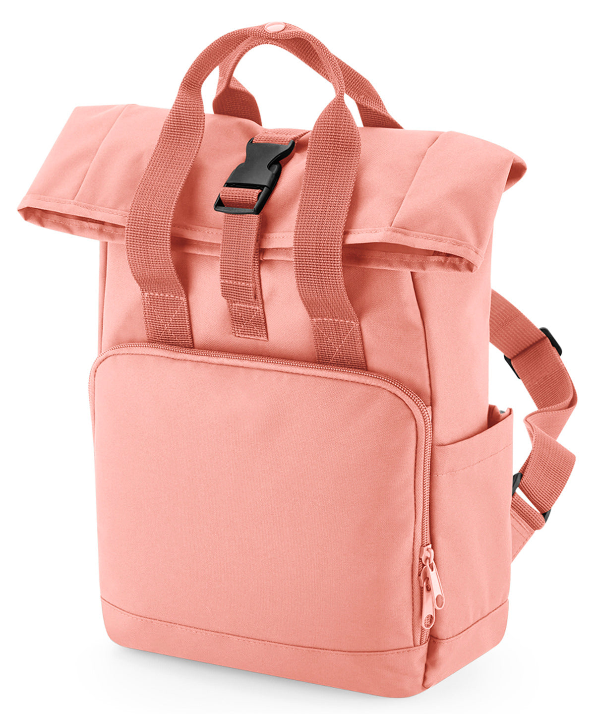 BagBase Recycled mini twin handle roll-top backpack Blush Pink