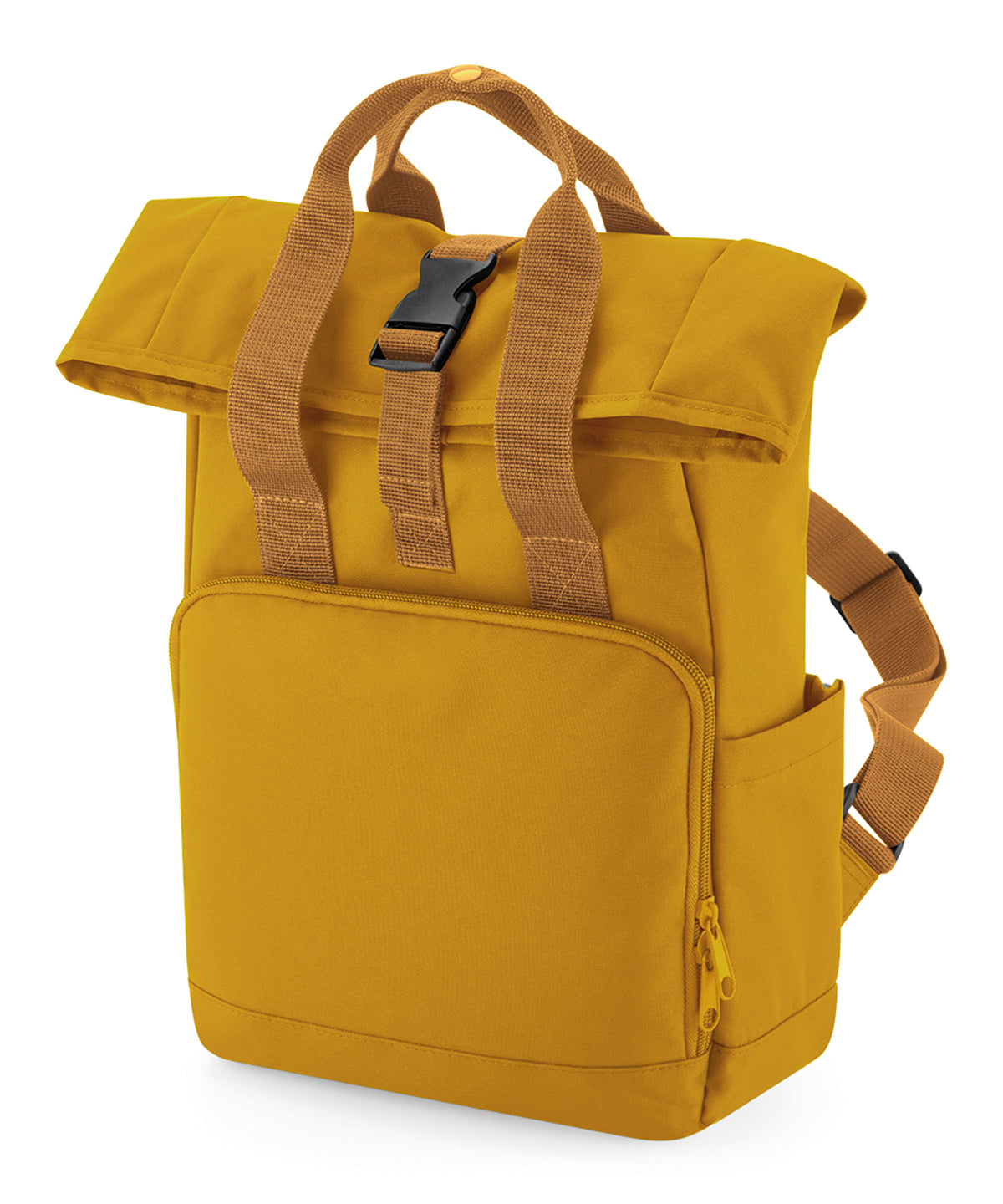 BagBase Recycled mini twin handle roll-top backpack Mustard