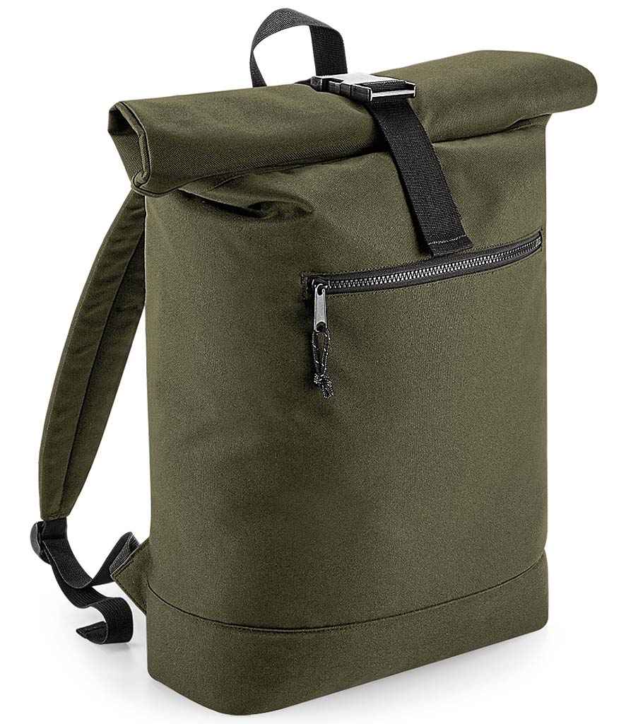 BagBase BagBase Recycled Roll-Top Backpack Military Green