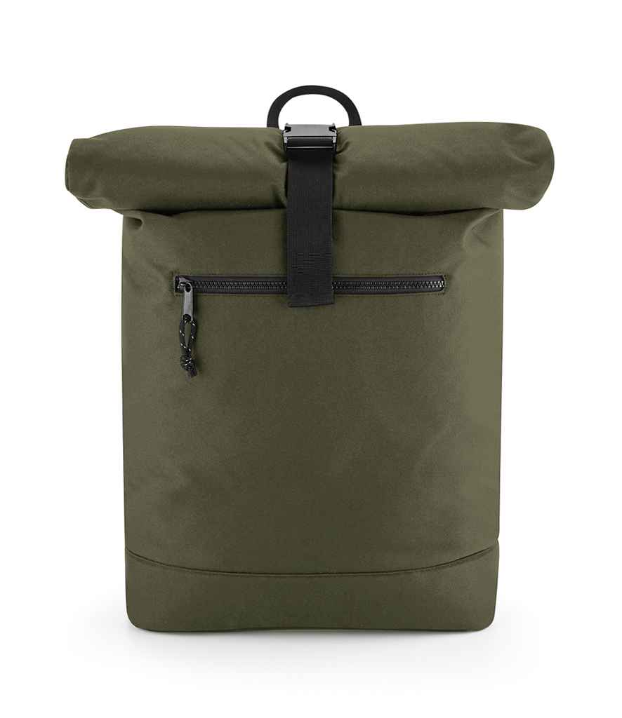 BagBase Recycled Roll-Top Backpack in Military Green