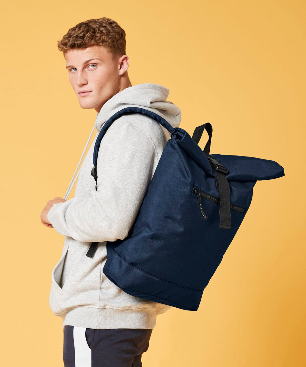 BagBase Recycled rolled-top backpack Black