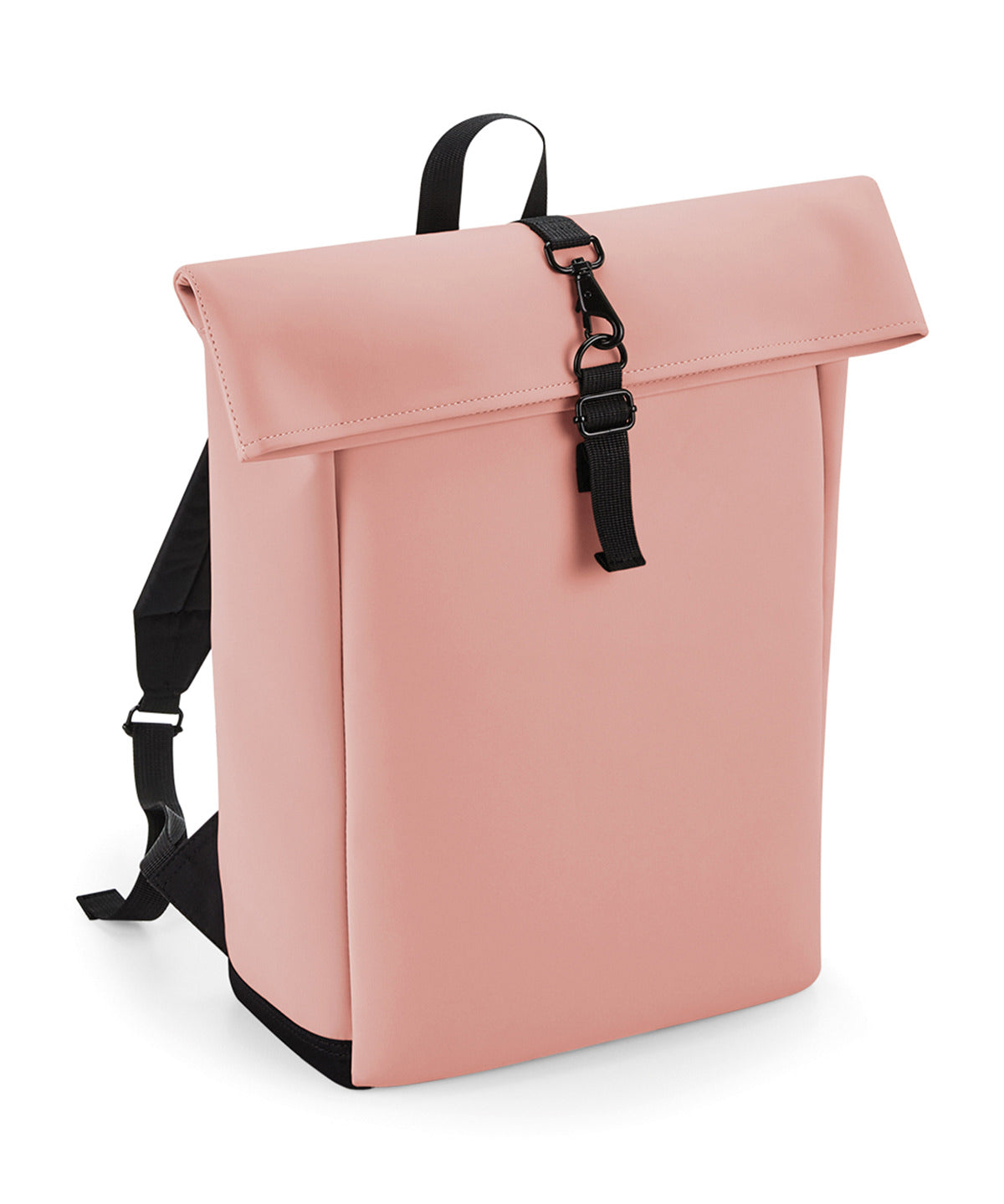BagBase Matte PU rolltop backpack Nude Pink
