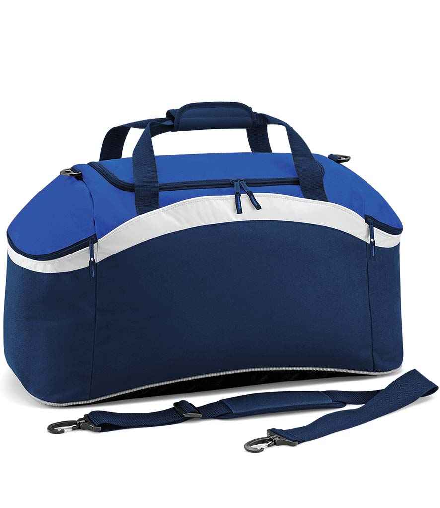 BagBase Teamwear Holdall in French Navy/Bright Royal/White