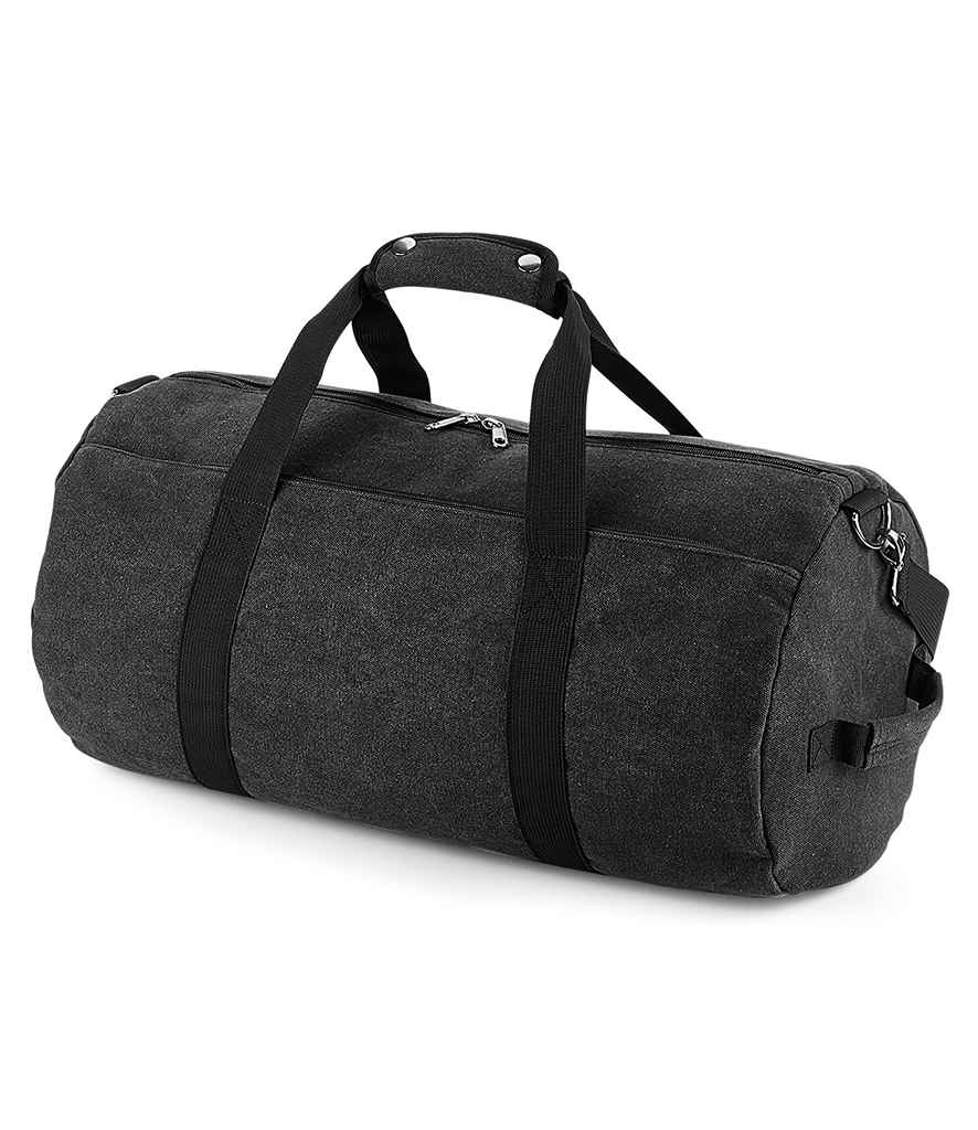 BagBase Vintage Canvas Barrel Bag in Vintage Black