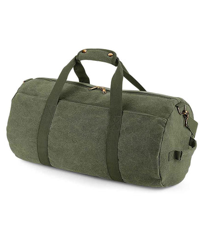 BagBase Vintage Canvas Barrel Bag in Vintage Military Green
