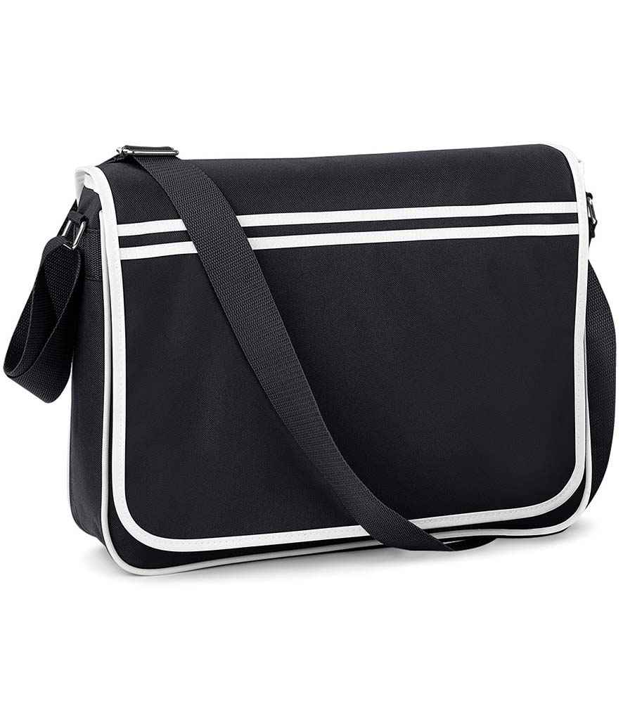 BagBase Retro Messenger Bag in Black/White