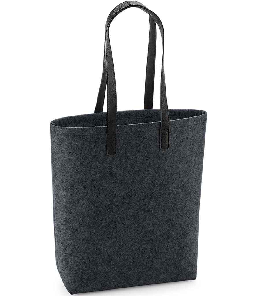 BagBase Premium Felt Tote Bag in Charcoal Melange/Black