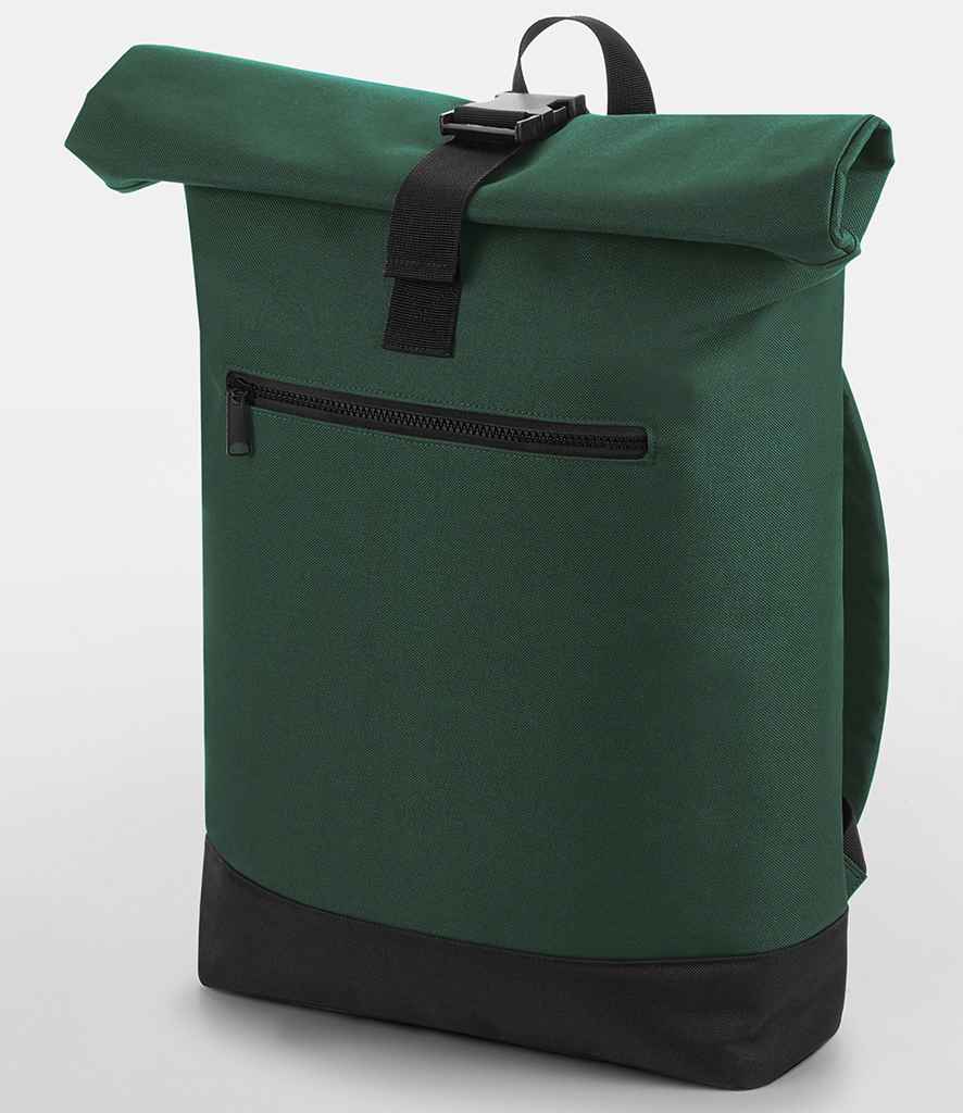 BagBase Roll-Top Backpack in Bottle Green