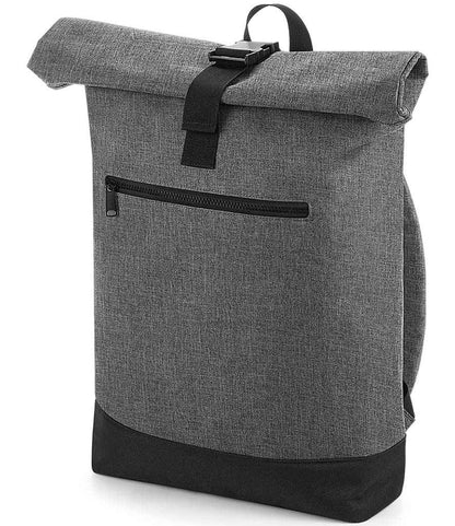 BagBase Roll-Top Backpack in Grey Marl/Black