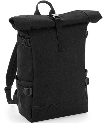 BagBase Block Roll-Top Backpack in Black/Black