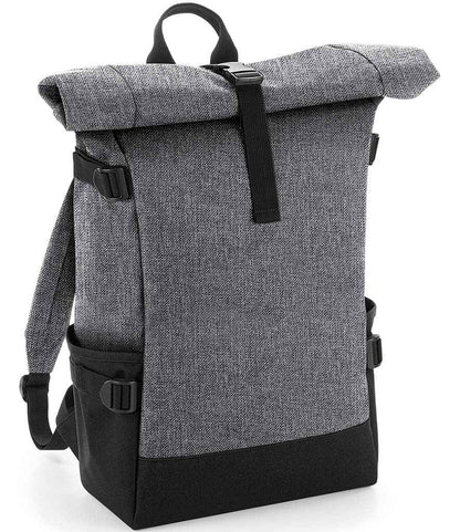 BagBase Block Roll-Top Backpack in Grey Marl/Black