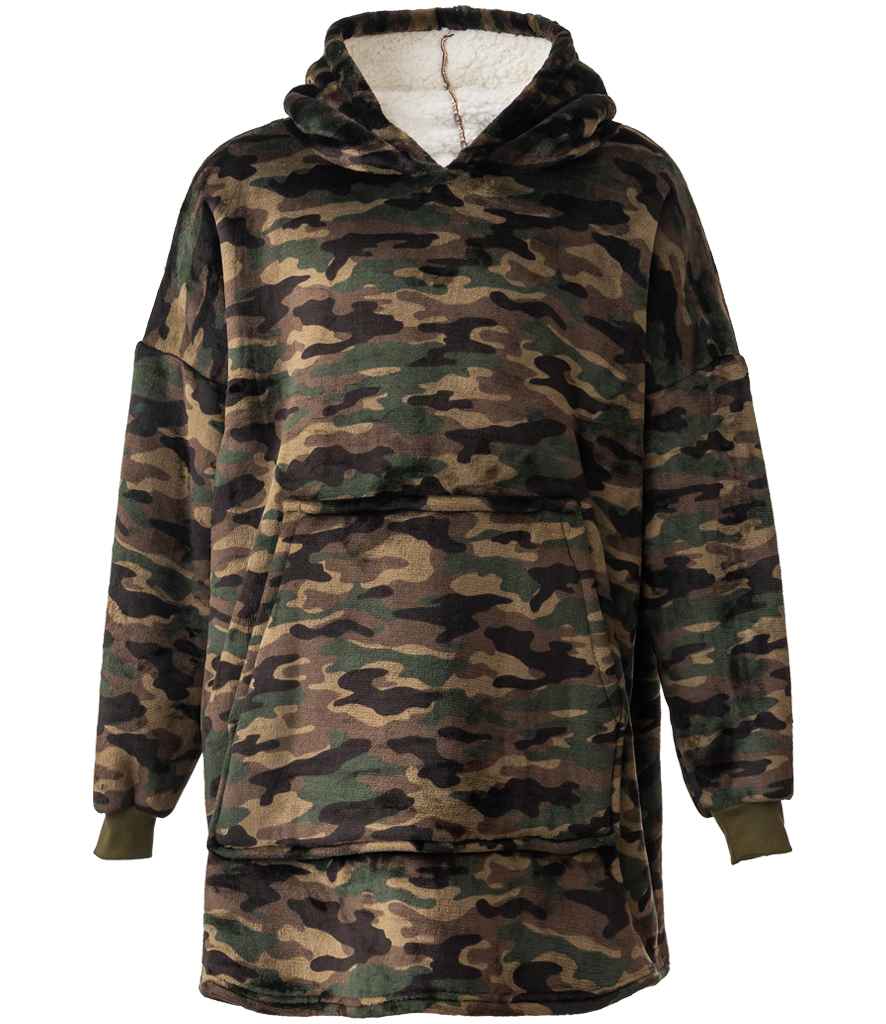 Brand Lab Oversized Hooded Blanket in Green Camo