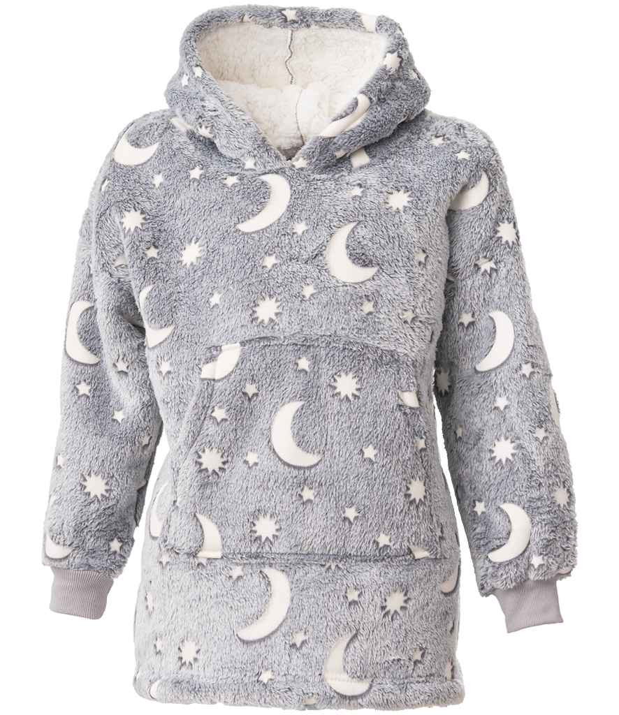Brand Lab Kids Oversized Hooded Blanket in Grey Glow In The Dark