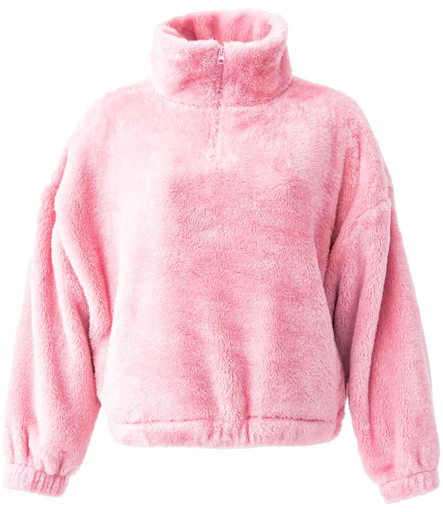Brand Lab Ladies Fluffy 1/4 Zip Fleece in Blush Pink