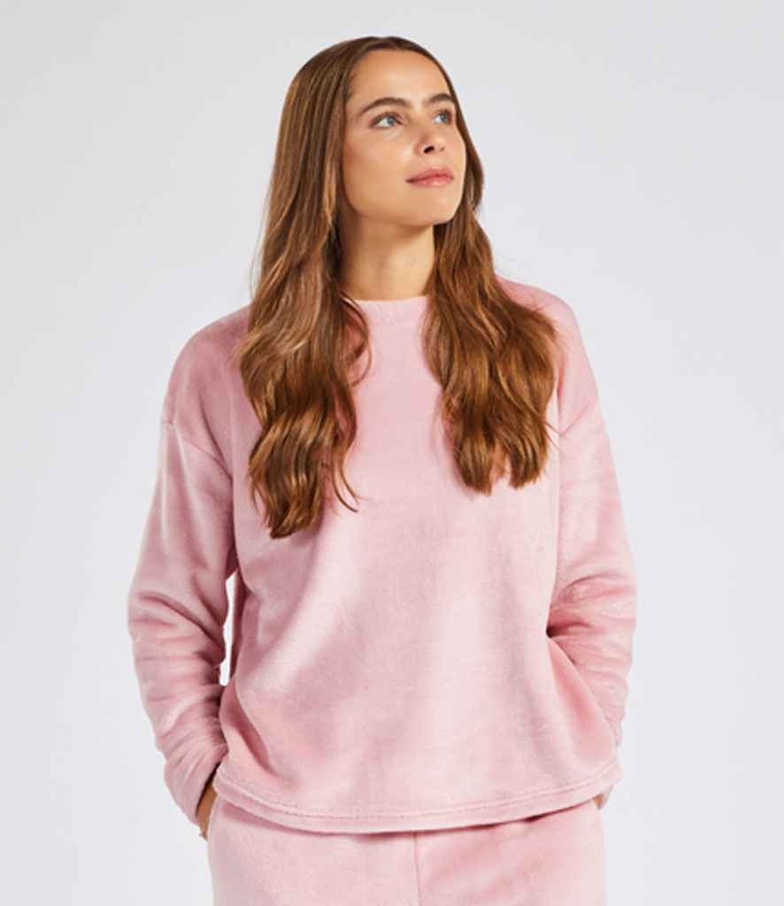 Brand Lab Ladies Plush Fleece Crew Neck Sweatshirt - model image