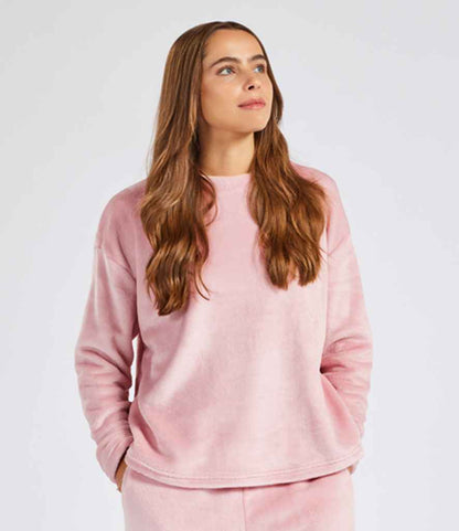 Brand Lab Ladies Plush Fleece Crew Neck Sweatshirt - model image