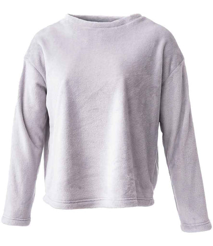 Brand Lab Ladies Plush Fleece Crew Neck Sweatshirt in Silver Grey