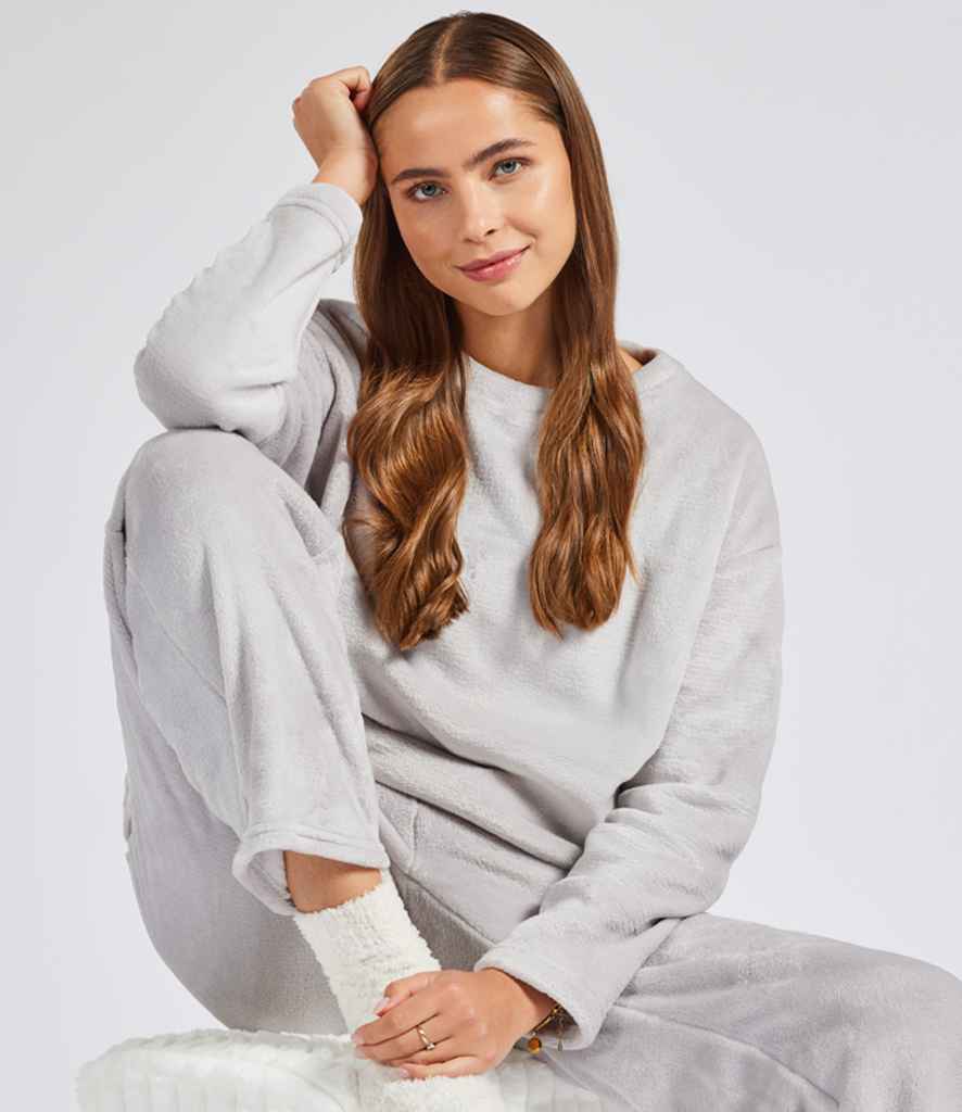 Brand Lab Ladies Plush Fleece Crew Neck Sweatshirt - model image