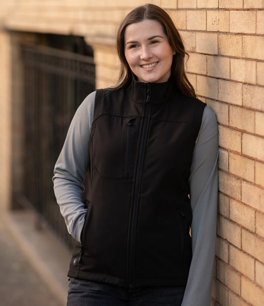 Stormtech Ladies Cascades Soft Shell Bodywarmer - Black/Black - Model