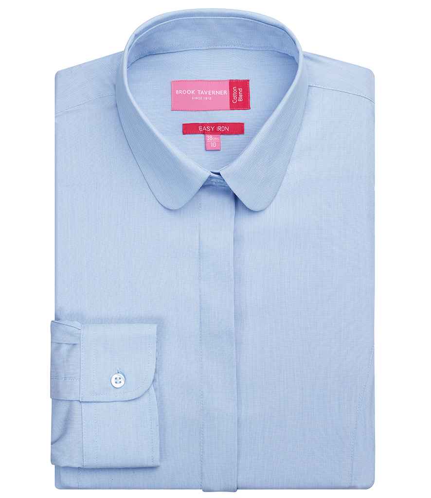 Brook Taverner Ladies Trevi Long Sleeve Poplin Shirt in Sky Blue